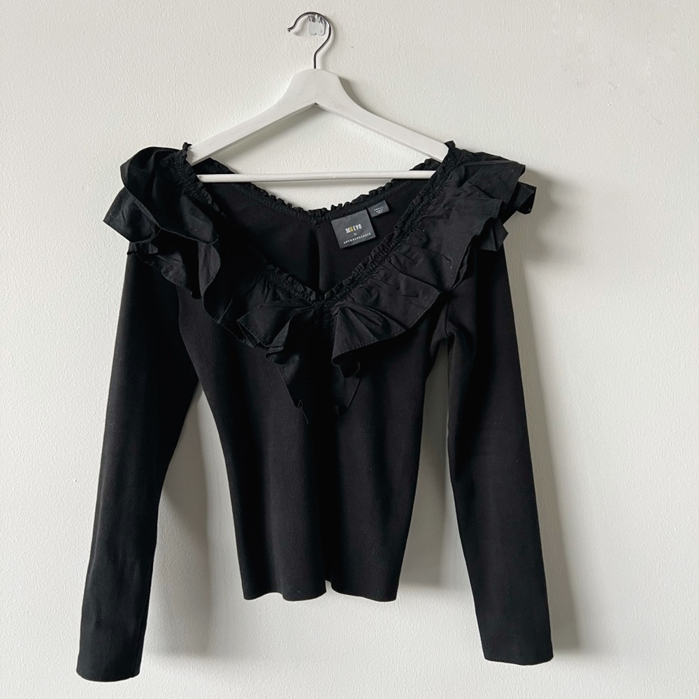 ❌SOLD❌[Anthropologie] Ruffle Collar Blouse